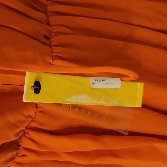 Alice + Olivia Cynthia Draped Tulip Skirt Dress Sunset Orange Silk LRG $400 NWT‎ - Picture 16 of 16